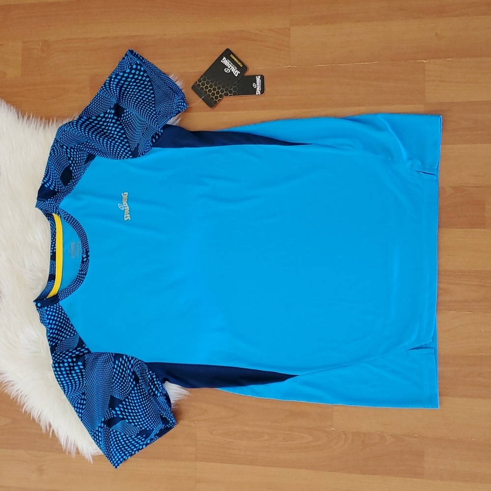 NWT Boys Spaulding blue performance athletic top sz 14/16